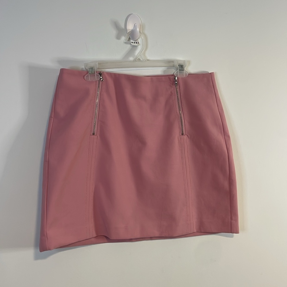 Loft Pink Mini Skirt 14 Career Contemporary Exposed Zip Barbiecore Feminine